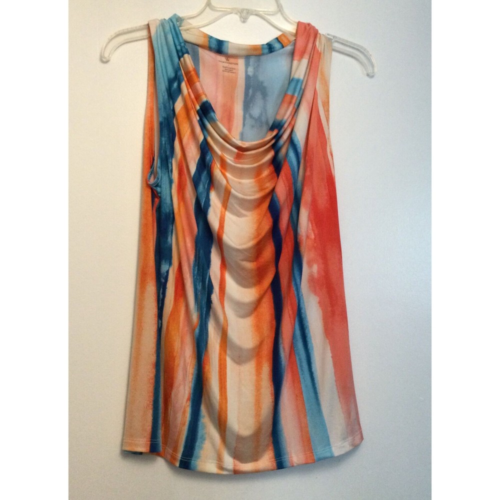 Worthington Women Tank Top Large Print Cowl Neck Sleeveless Pullover NWT